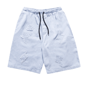 Bermuda Jeans Baggy Trip Side Cutout Symbols - Azul Claro