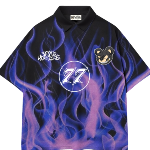 Camiseta De Time Oversized Trip Side purple flame - preta