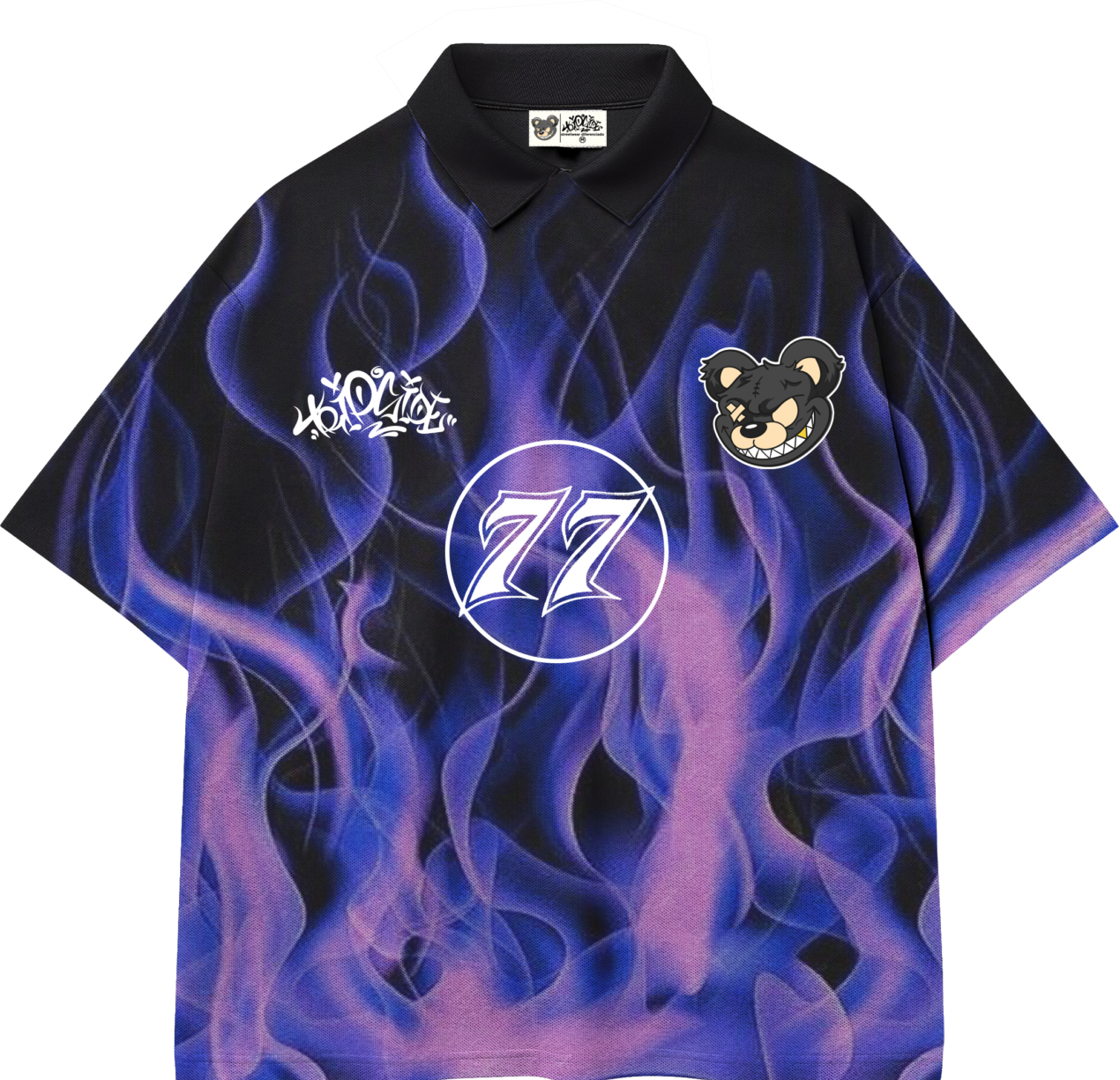 Camiseta De Time Oversized Trip Side purple flame - preta
