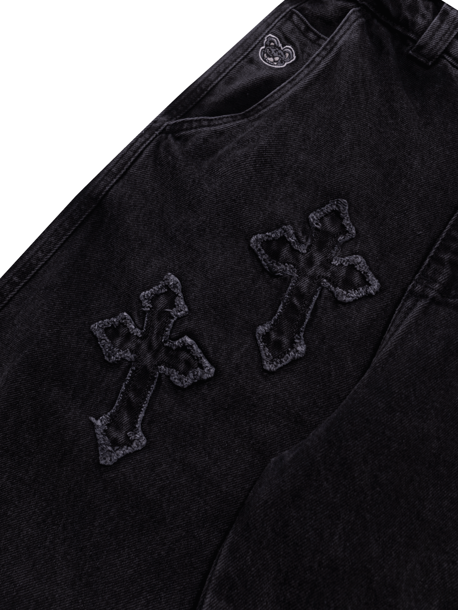 Calça Baggy Jeans Marmorizado Com Recorte